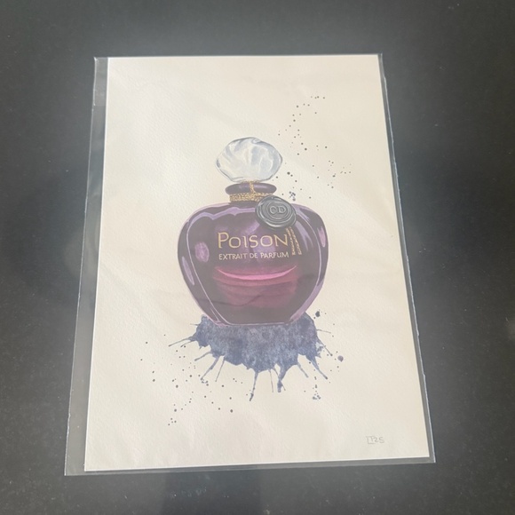 Dior, Poision, Art Illustration,  Perfume Bottle, Watercolor Print - Picture 2 of 6